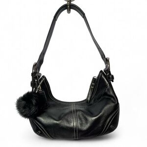 ONLY 2 LEFT✨ Handmade Upcycled Black Angora Pom Pom Bag Charm Keychain Y2K